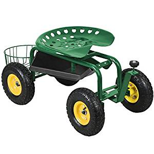 Heavy Duty Garden Cart Rolling Work Seat