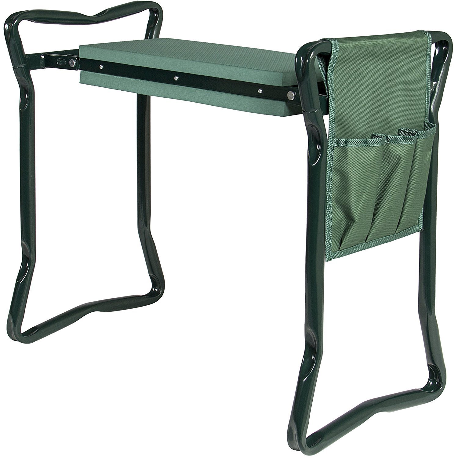 Garden Seat Bench with EVA Kneeling Pad and Tool Pouch