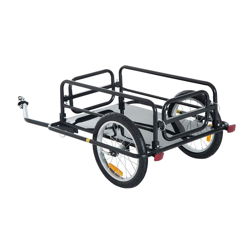 Foldable Bike Cargo Trailer Bicycle Cart Wagon Trailer w/Hitch, 16'' Wheels, 110